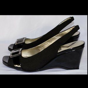 Anne Klein Sport buckle peep toe sling back